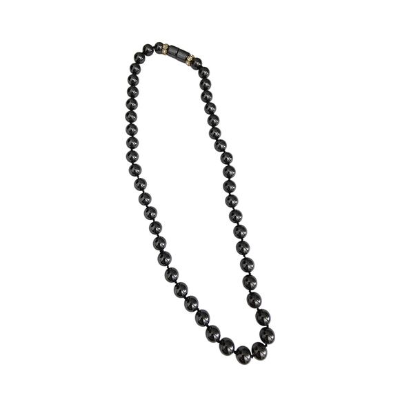 Vintage Y2K Single Strand Hematite Silver Beaded Choker Necklace - Picture 4 of 5